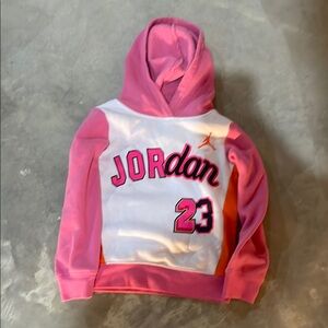 Jordan Pink and White Color-Blocked Hoodie Sweatshirt
